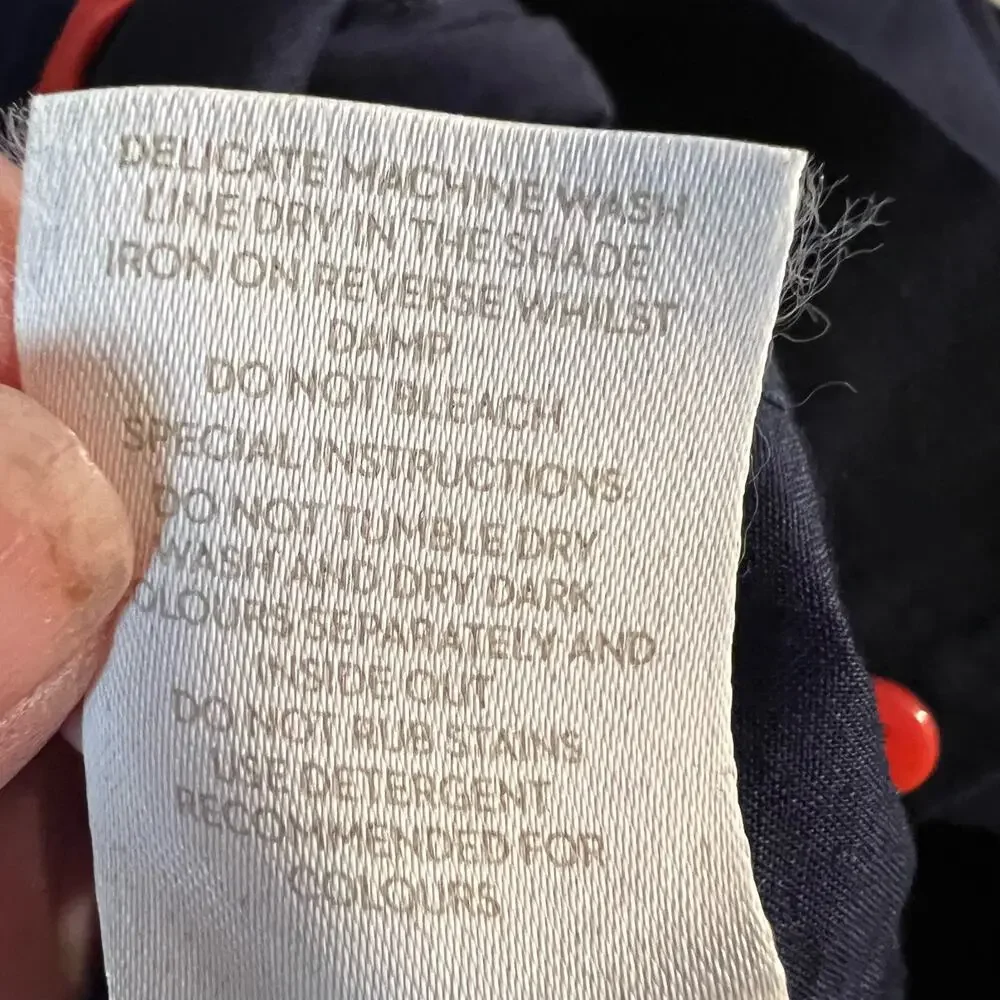 Boden St. Ives Hi-Rise Paperbag Pants Women's Sz 12L Navy Blue Ankle Linen Blend - Picture 8 of 9